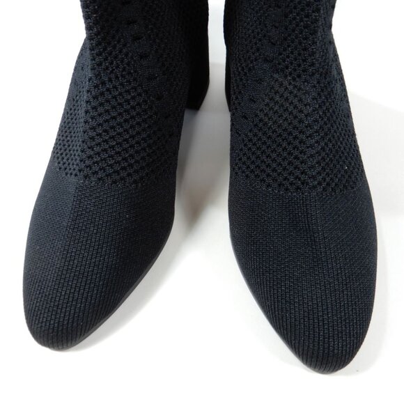 EILEEN FISHER Honey Stretch Knit Socks Booties Size 5 Black Block Heel NEW $235 - Picture 6 of 11